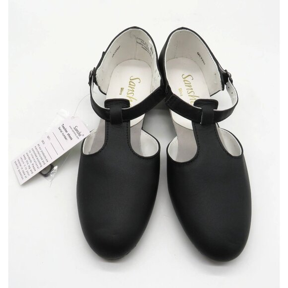 Sansha Womens Black T-Strap Leather Dance Shoes 1" Heel Size 8M NEW - Picture 2 of 9